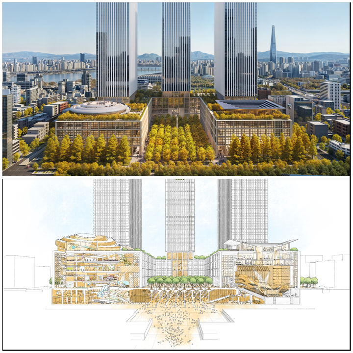 [서울=뉴시스] 서울 강남구 삼성동에 들어설 현대차그룹 GBC 조감도와 투시도. (사진=현대차그룹 제공) 2025.03.19 photo@newsis.com *재판매 및 DB 금지