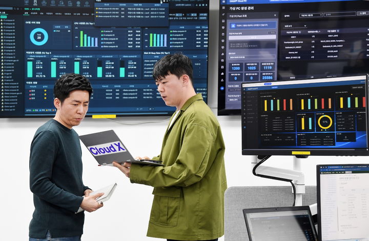 [서울=뉴시스] SK브로드밴드가 SBI저축은행과 가상 데스크톱 인프라(VDI) 솔루션 ‘클라우드 X’ 공급 계약을 체결했다. (사진=SKB 제공) *재판매 및 DB 금지