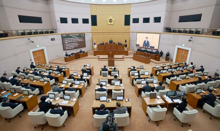 [대전=뉴시스]조명휘 기자 = 대전시의회가 20일 제285회 임시회를 개회하고 있다. (사진= 대전시의회 제공) 2025.03.20. photo@newsis.com *재판매 및 DB 금지