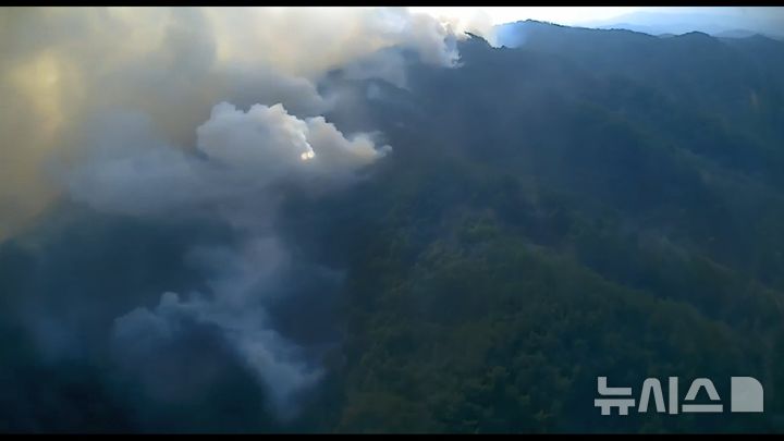 [사천=뉴시스] 차용현 기자 = 20일 오후 2시45분께 경남 산천시 곤명면 성방리 인근 야산에서 산불이 발생해 산림당국이 진화에 나섰다. 2025.03.20. (사진=산림청 제공)photo@newsis.com