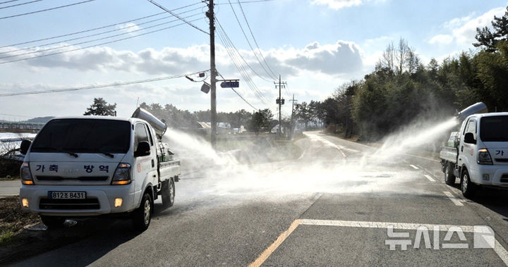 [나주=뉴시스] 이창우 기자=청정 전남지역에서 지난 14일 구제역이 처음으로 발생한 가운데 축산 규모 1번지를 자랑하는 나주시가 인근 영암군 발생 농가로부터 구제역 바이러스 유입 차단을 위해 방역과 백신 접종에 총력전을 펼치고 있다. (사진=나주시 제공) 2025.03.20. photo@newsis.com *재판매 및 DB 금지