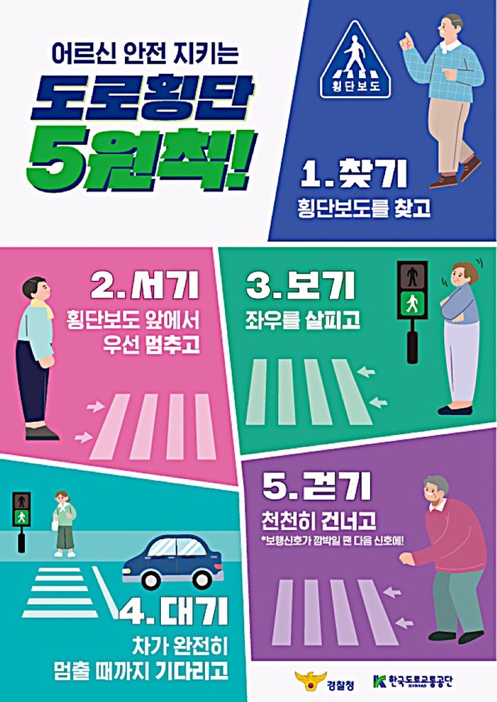 어르신 안전 지키는 도로횡단 5원칙 포스터. *재판매 및 DB 금지