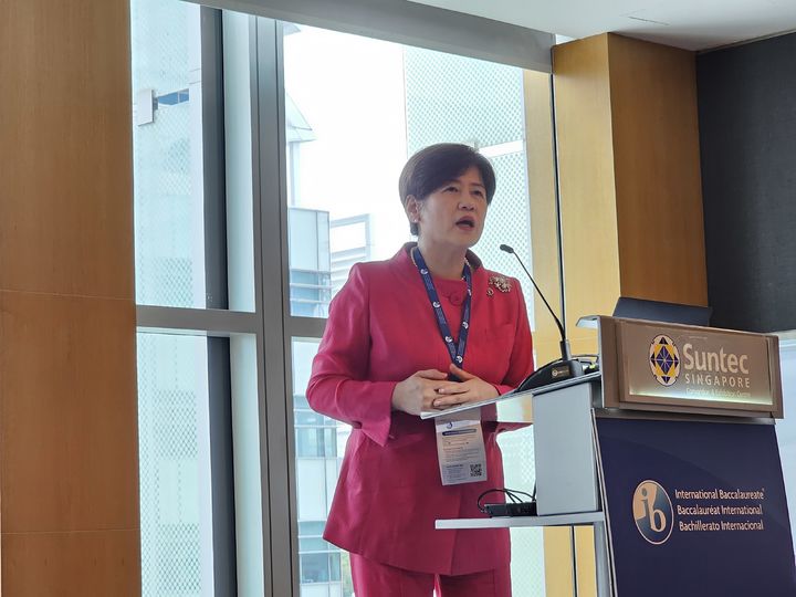 [대구=뉴시스] 강은희 대구교육감 '2025 IB글로벌 콘퍼런스'서 특별세션 발표 (사진=대구교육청 제공) photo@newsis.com *재판매 및 DB 금지