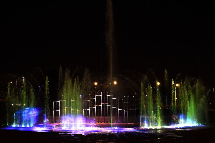 ·[부산=뉴시스] 부산 사상구 감전유수지 음악분수대에 조성된 미디어파사드. (사진=사상구청 제공) 2025.03.21. photo@newsis.com *재판매 및 DB 금지