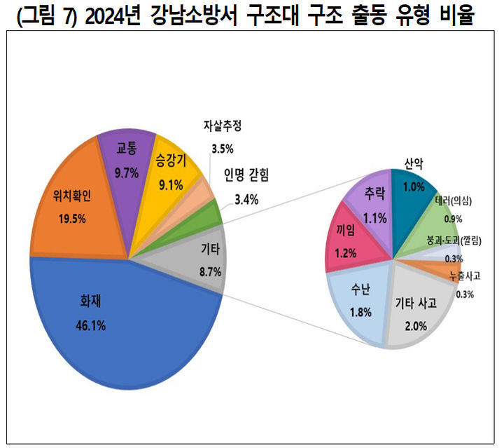 [서울=뉴시스]2024년 강남소방서 출동 유형. 2025.04.22. (도표=서울시 제공) *재판매 및 DB 금지