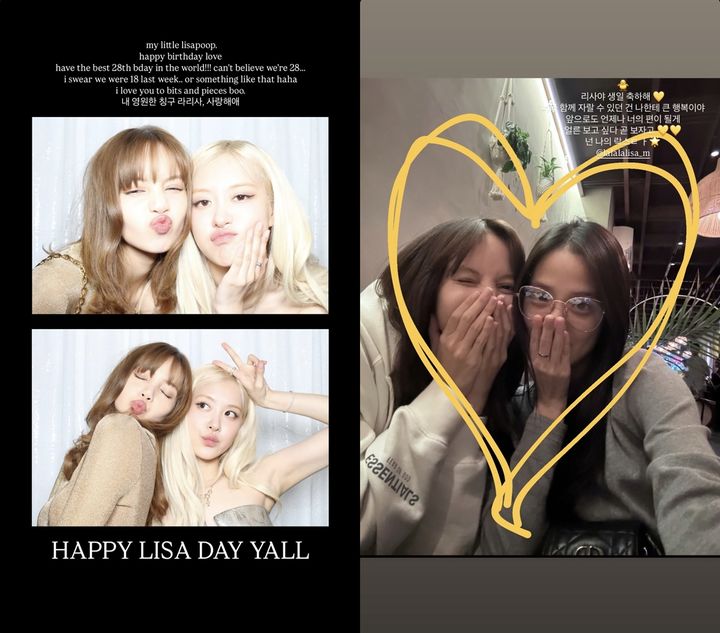 [서울=뉴시스] 리사·로제(왼쪽), 리사·지수 (사진=인스타그램 캡처) 2025.03.27. photo@newsis.com *재판매 및 DB 금지