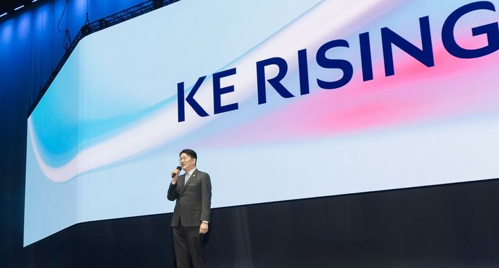 3월 11일 열린 대한항공 ‘라이징 나이트’ 행사에서 환영사를 하고 있는 조원태 한진그룹 회장.(사진제공=대한항공) *재판매 및 DB 금지