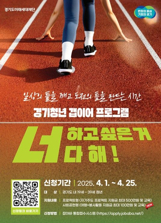 경기도, '경기청년 갭이어 프로그램 참여자' 모집