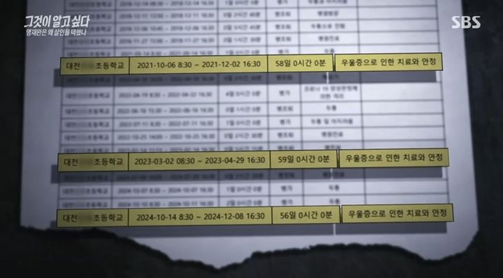 [서울=뉴시스] 명재완의 휴직 및 복직 관련 자료. (출처=SBS) 2025.03.31. photo@newsis.com *재판매 및 DB 금지