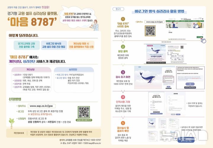 [의정부=뉴시스] 교원 셀프 심리상담 플랫폼 '마음 8787'. (사진=경기도교육청 제공) 2025.04.01. photo@newsis.com