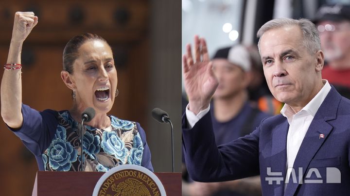 [멕시코시티·위니펙=AP/뉴시스] 클라우디아 셰인바움 멕시코 대통령(왼쪽)과 마크 카니 캐나다 총리가 미국의 관세 위협 속 조만간 정상회담을 갖기로 했다. (사진=뉴시스DB) 2025.07.17.