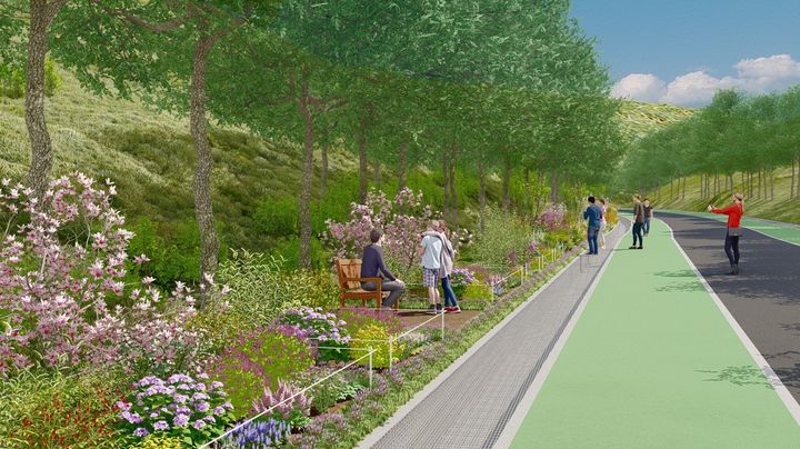 [서울=뉴시스] 걸어 올라가는 시민들에게 매력적인 휴식공간을 제공하는 '가든커넥터' 사업 조감도. 2025.04.03 (사진 제공=서울시) photo@newsis.com *재판매 및 DB 금지