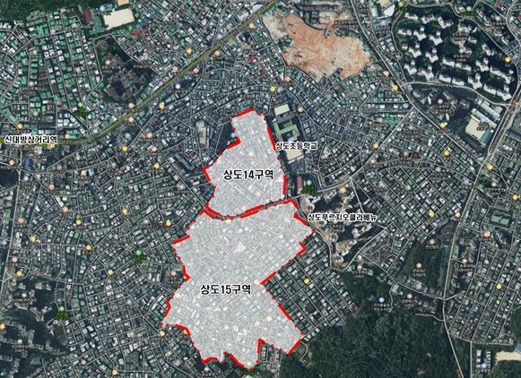 [서울=뉴시스] 상도14·15구역 위치도. 2025.04.03 (사진 제공=동작구청) photo@newsis.com *재판매 및 DB 금지