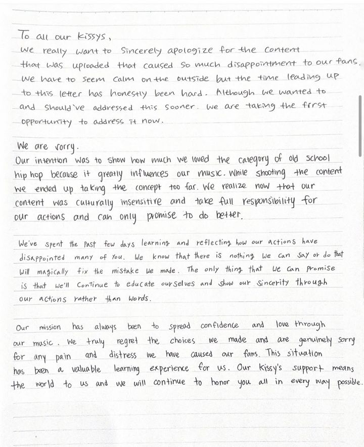 [서울=뉴시스] 키스오브라이프 영어 자필편지. (사진 = 인스타그램 캡처) 2025.04.07. photo@newsis.com *재판매 및 DB 금지