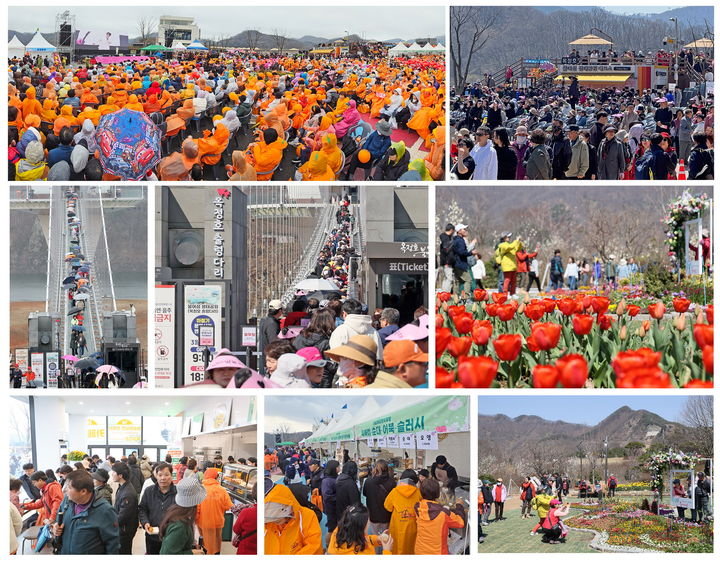 [임실=뉴시스] 임실 옥정호벚꽃축제 풍경. (사진=임실군 제공) 2025.04.07. photo@newsis.com *재판매 및 DB 금지
