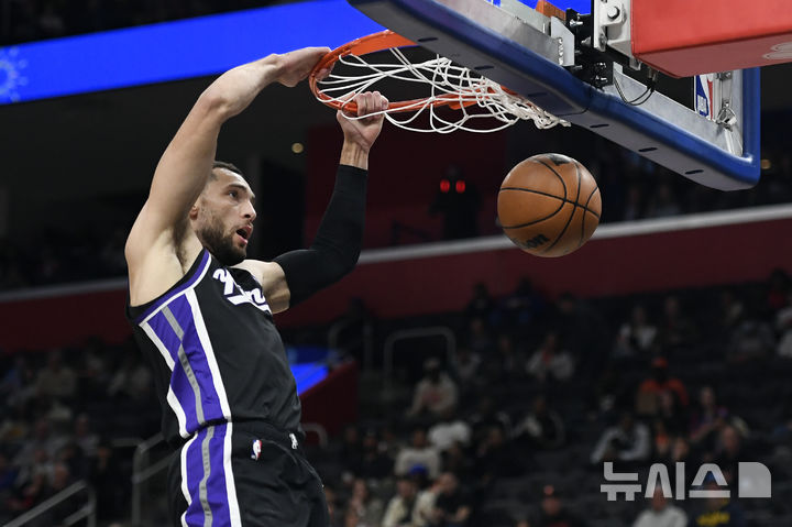 [디트로이트=AP/뉴시스] 미국프로농구(NBA) 새크라멘토 킹스의 잭 라빈. 2025. 4. 7.