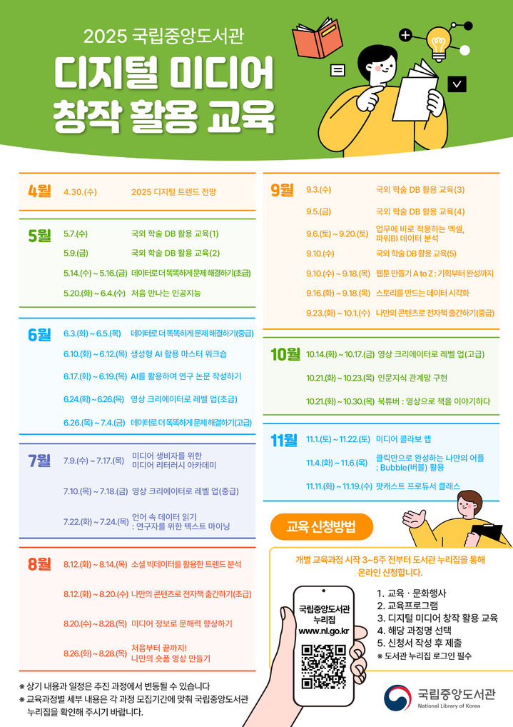 [서울=뉴시스] 2025년 국립중앙도서관 디지털 미디어 창작 활용 교육 포스터(사진=국립중앙도서관 제공) 2025.04.08. photo@newsis.com *재판매 및 DB 금지