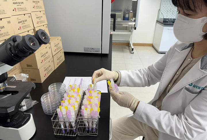 삼척시의 학교급식 미생물 검사 모습.(사진=삼척시 제공) *재판매 및 DB 금지