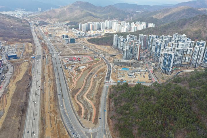[양산=뉴시스] 사송 공공 주택지구 전경. (사진=양산시 제공) 2025.04.08. photo@newsis.com *재판매 및 DB 금지
