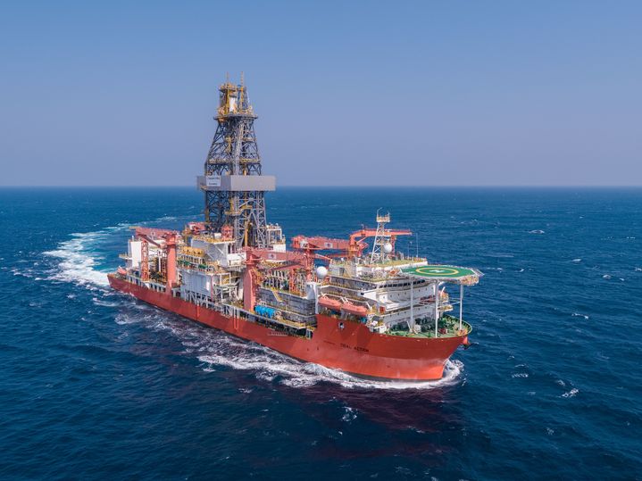 [서울=뉴시스] 한화드릴링 드릴십 ‘타이달 액션’호의 시운전 모습. (사진=한화오션 제공) 2025.04.08. photo@newsis.com *재판매 및 DB 금지