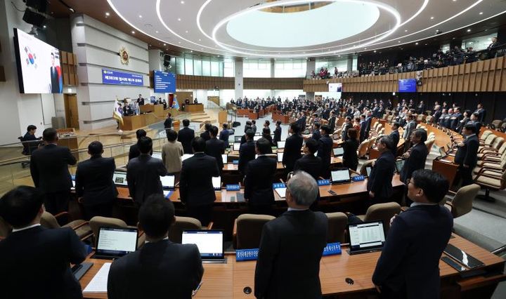 [수원=뉴시스] 제383회 임시회 제1차 본회의. (사진=경기도의회 제공) 2025.04.08. photo@newsis.com *재판매 및 DB 금지