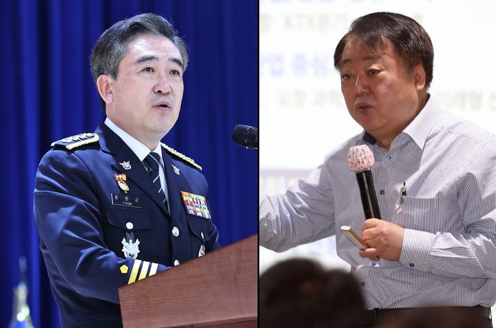 윤희근 전 경찰청장(왼쪽)과 한범덕 전 청주시장. *재판매 및 DB 금지