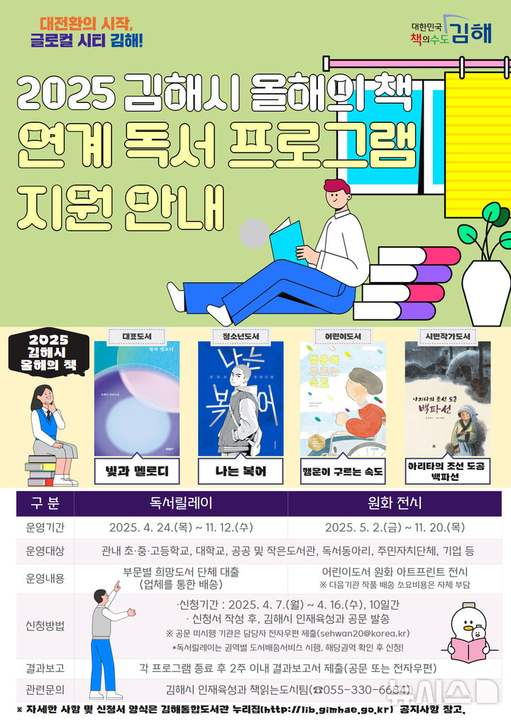 [김해=뉴시스]올해의 책 연계 독서 프로그램 운영. (사진=김해시 제공). 2025.4.9. photo@newsis.com