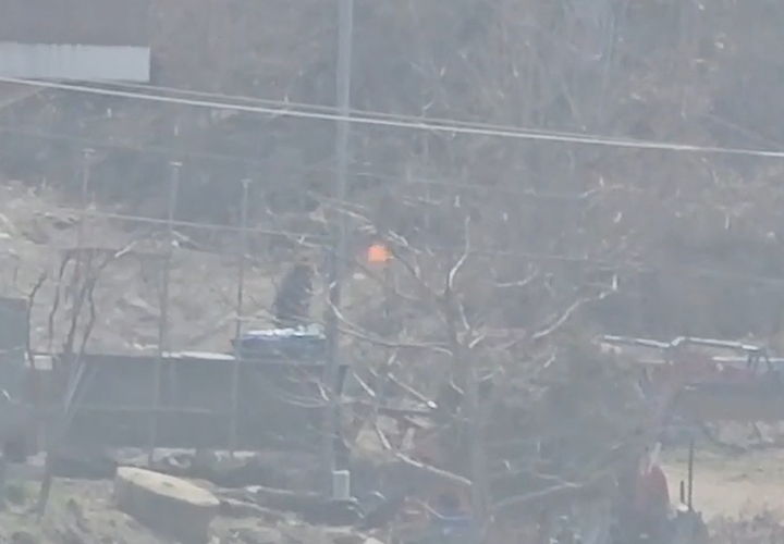 나뭇가지에 불을 붙여 밭 둑에 던져 방화하는 현장 모습. *재판매 및 DB 금지