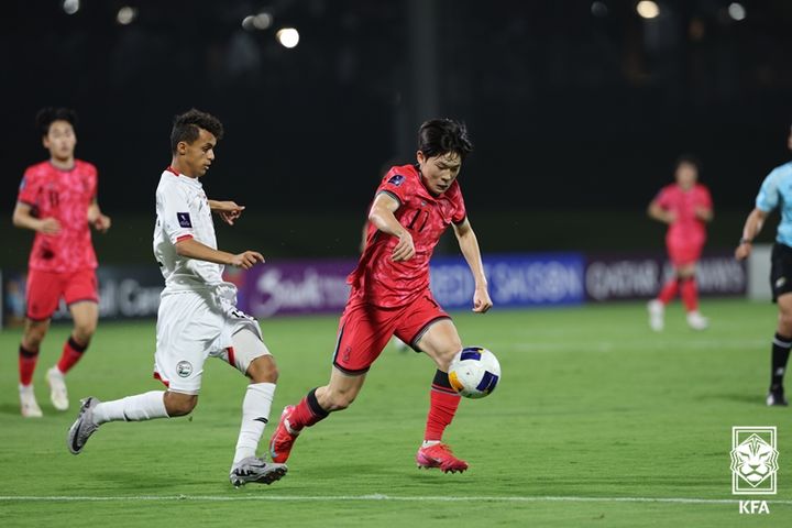 [서울=뉴시스] 한국 남자 17세 이하(U-17) 축구 대표팀의 정현웅. (사진=대한축구협회 제공) *재판매 및 DB 금지