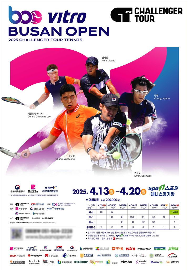 [부산=뉴시스] 부산시는 오는 13~20일 금정체육공원 테니스경기장에서 '2025 부산오픈 국제 챌린저 테니스 대회'(이하 부산오픈)가 개최된다고 11일 밝혔다. (사진=부산시 제공) 2025.04.11. photo@newsis.com *재판매 및 DB 금지