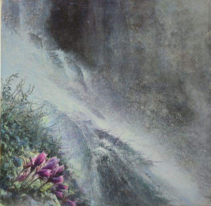 세종대 회화과 이강화 교수가 개인전 '거닐다…봄'을 개최한다. 사진은 이 교수의 작품 '흐름 동강할미꽃'. (사진=세종대 제공) *재판매 및 DB 금지