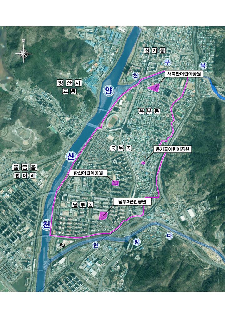 [양산=뉴시스] 남부시장 지구 사업대상지 위치도. (사진=양산시 제공) 2025.04.11. photo@newsis.com *재판매 및 DB 금지