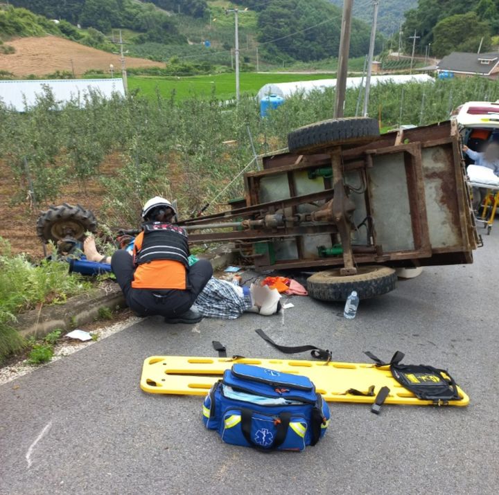 [안동=뉴시스] 농기계 사고 (사진=경북소방본부 제공) photo@newsis.com *재판매 및 DB 금지