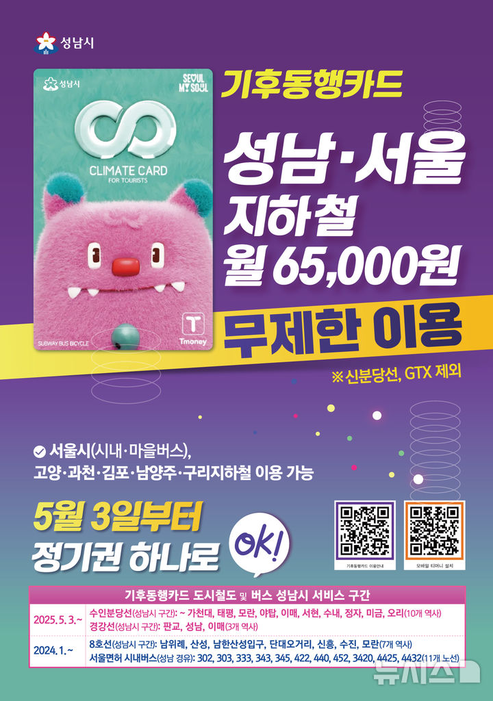 [성남=뉴시스] 성남시 기후동행카드 사용 홍보 안내문 (사진=성남시 제공) 2025.04.15.photo@newsis.com