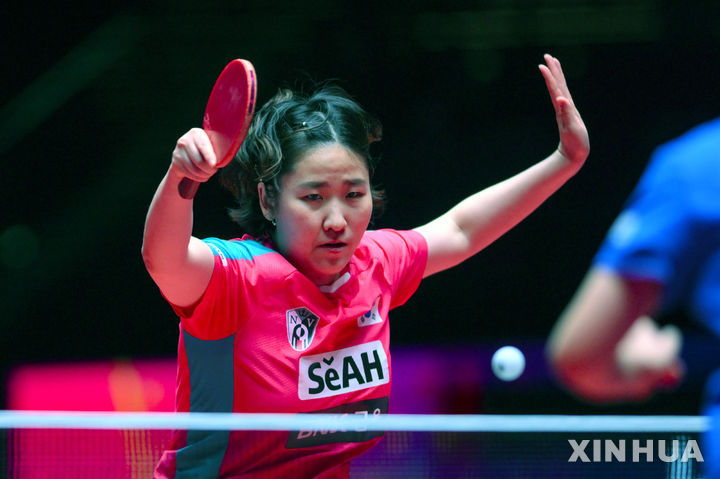 [마카오=신화/뉴시스] 탁구 이은혜, 월드테이블테니스(WTT) 챔피언스 프랑크푸르트 여자단식 16강 진출. 2025.04.15.
