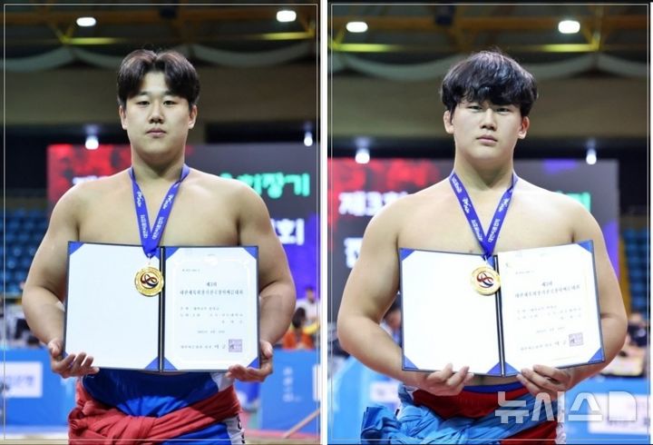 [전주=뉴시스]윤난슬 기자 = 왼쪽부터 유희승, 이희준 학생 선수.(사진=전주대 제공)