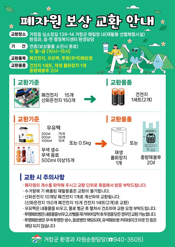 [거창=뉴시스] 거창군 폐자원보상 교환 사업 홍보물. (사진=거창군 제공) 2025.04.16. photo@newsis.com *재판매 및 DB 금지