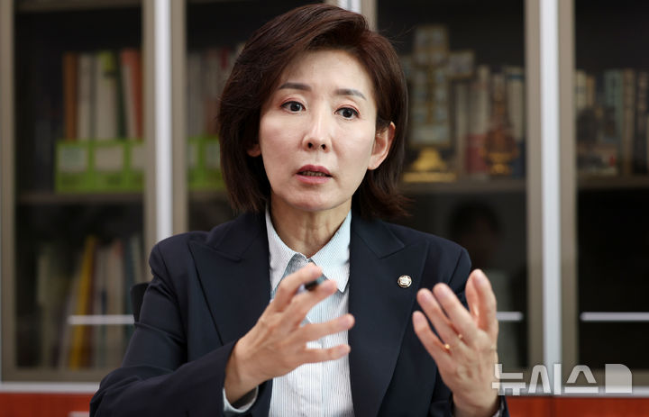 [서울=뉴시스] 조성우 기자 = 나경원 제21대 대통령 선거 국민의힘 경선 후보가 지난 16일 서울 여의도 국회 의원회관에서 뉴시스와 인터뷰를 하고 있다. 2025.04.17. xconfind@newsis.com