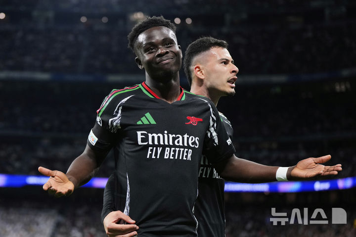 [마드리드=AP/뉴시스]아스널, 레알 마드리드 꺾고 UCL 4강행. 2025.04.16.