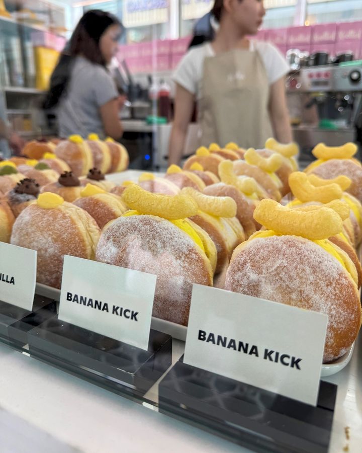 농심 노티드 LA점에 바나나킥 크림 도넛이 진열된 모습.(사진=농심 제공) *재판매 및 DB 금지