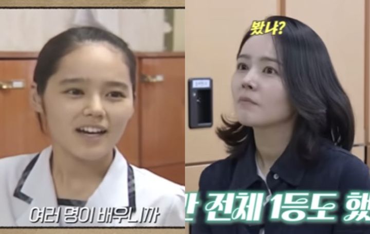 [서울=뉴시스] 이과반 전체 1등을 한 한가인의 과거와 현재. (출처=한가인 유튜브, KBS) 2025.04.18. photo@newsis.com *재판매 및 DB 금지
