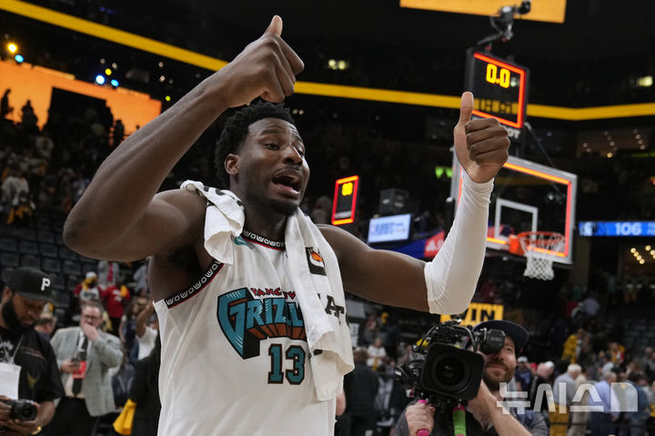[멤피스=AP/뉴시스] 미국프로농구(NBA) 멤피스 그리즐리스의 자렌 잭슨 주니어. 2025. 4. 18.