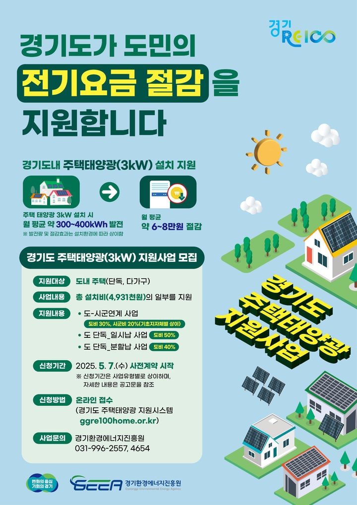 경기도 "단독주택 태양광 설치 지원한다"…5천가구 대상
