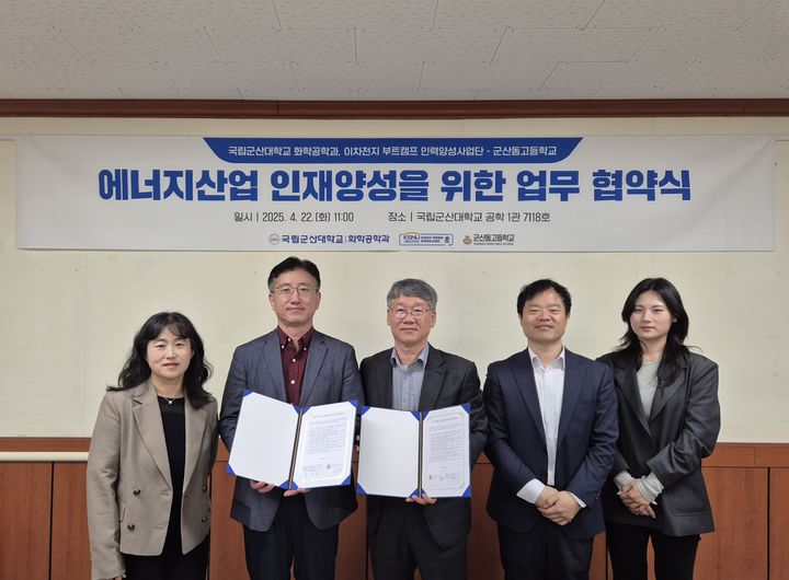 군산대학교가 22일 군산동고등학교와 업무협약을 체결하고 기념촬영을 하고 있다. (사진=군산대 제공) *재판매 및 DB 금지