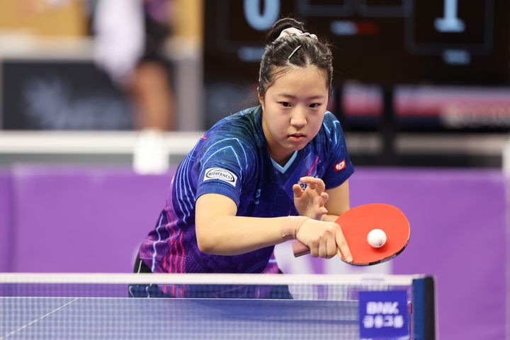 [서울=뉴시스] 제71회 전국남녀종별선수권대회에 참가한 신유빈. (사진=대한탁구협회) *재판매 및 DB 금지