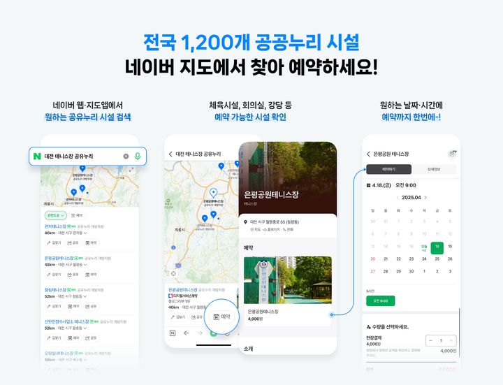 네이버 플레이스·지도 통해 전국 공공 체육시설 예약 가능