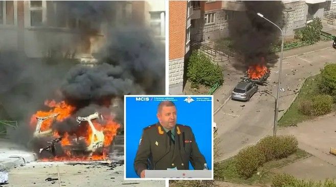 [서울=뉴시스]러시아 연방보안국(FSB)이 최근 고위 장성이 차량 폭발로 사망한 사건 관련, 범행을 자백한 우크라이나 정보기관 요원을 체포했다고 26일(현지 시간) 발표했다. 러시아군 총참모부 주요작전국 부국장 야로슬라프 모스칼리크 중장은 25일 모스크바 외곽의 자택 앞에서 차량 폭발로 사망했다. <사진 출처 : 英 리딩 브리튼스 콘버세이션> 2025.04.25.