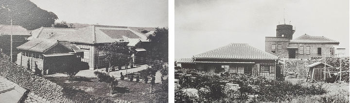 [제주=뉴시스] 일제강점기인 1920년대 관공서 사진이다. 왼쪽은 제주도립의원이고 오른쪽은 제주측후소이다. 건물 주변에 정원을 조성했다. 출처는 '제주도가 발간한 사진으로 보는 제주역사'. photo@newsis.com *재판매 및 DB 금지