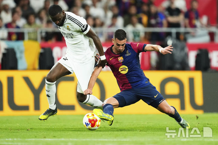 [세비야=AP/뉴시스] 스페인 프로축구 프리메라리가 레알 마드리드 수비수 안토니오 뤼디거. 2025.04.27.