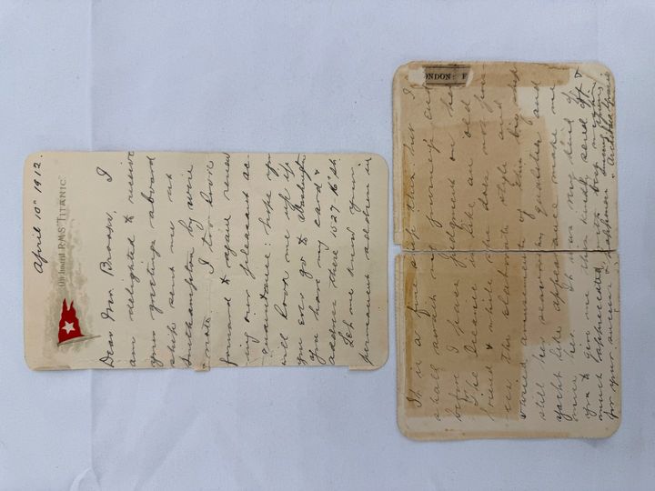[서울=뉴시스] 타이타닉 호의 생존자 그레이시 대령이 쓴 편지의 모습이다 (사진=엑스 캡쳐) 2025.04.27. photo@newsis.com *재판매 및 DB 금지